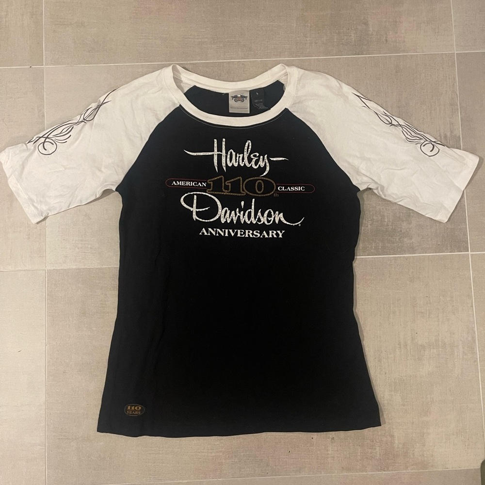 Harley-Davidson Women's Black and White Anniversary Tee
